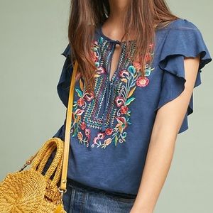 Anthropologie Embroidered Top